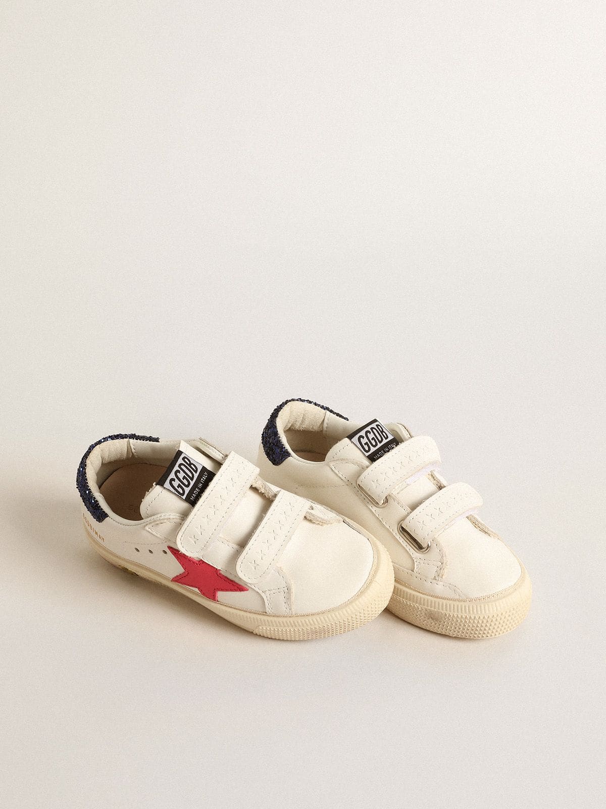 May Teen with fuchsia leather star and blue glitter heel tab - Golden Goose Kids