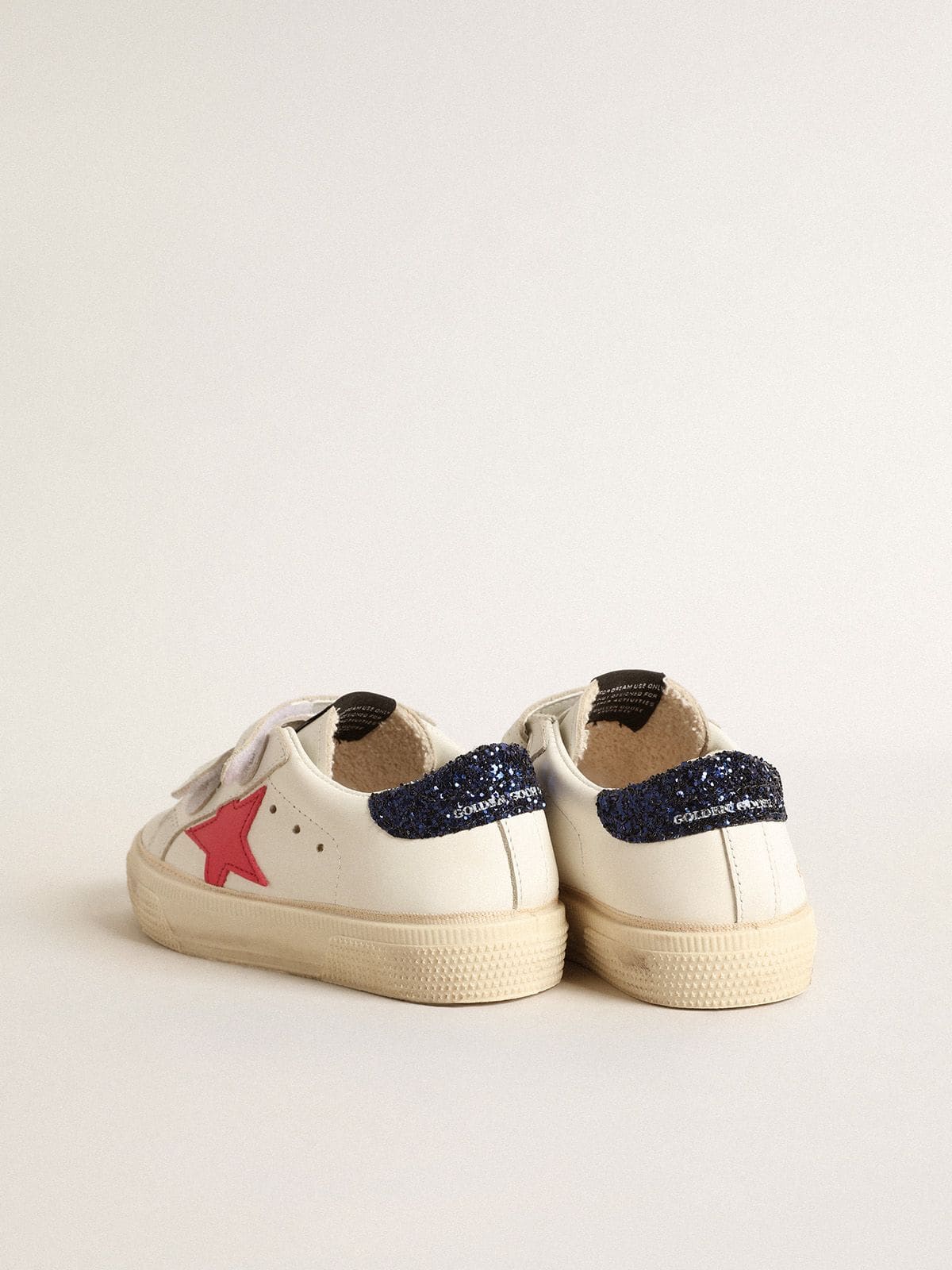 May Teen with fuchsia leather star and blue glitter heel tab - Golden Goose Kids