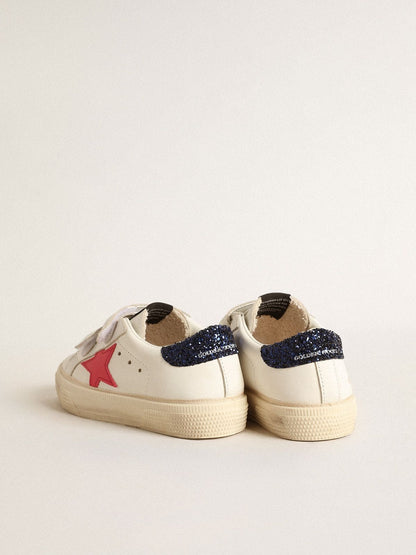 May Teen with fuchsia leather star and blue glitter heel tab - Golden Goose Kids