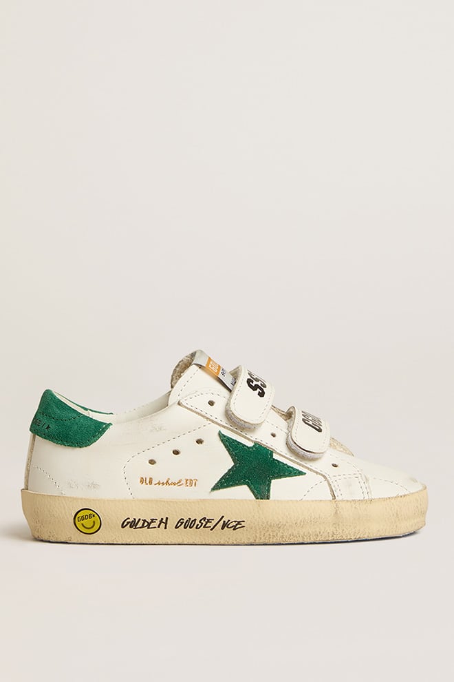 Old School Teen with green suede star and heel tab - Golden Goose Kids