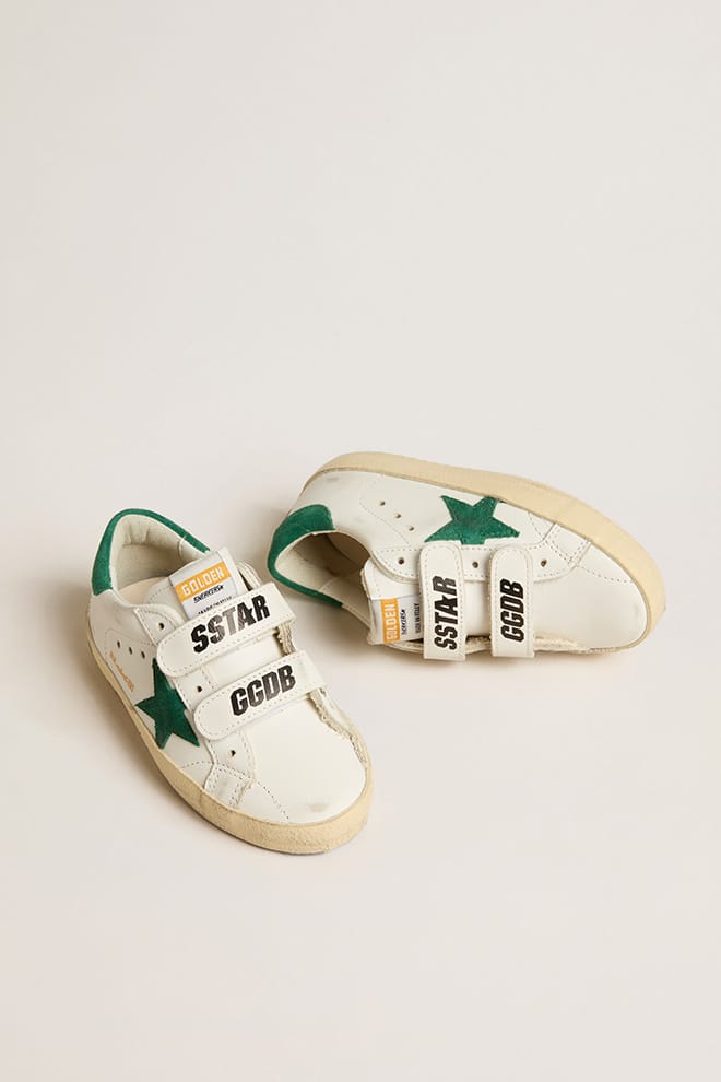Old School Teen with green suede star and heel tab - Golden Goose Kids