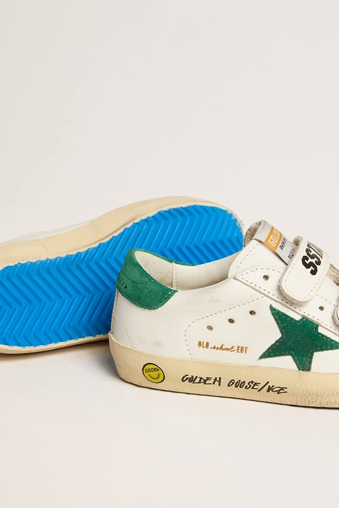 Old School Teen with green suede star and heel tab - Golden Goose Kids