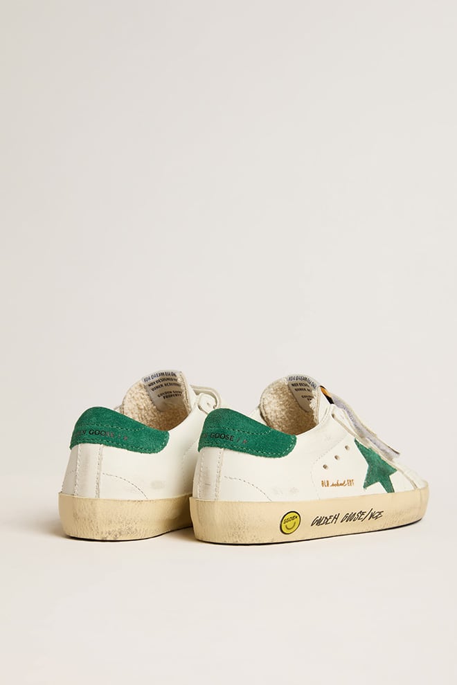 Old School Teen with green suede star and heel tab - Golden Goose Kids