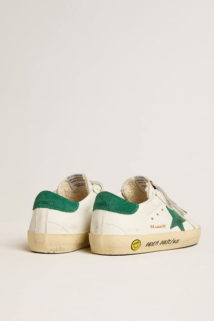 Old School Teen with green suede star and heel tab - Golden Goose Kids