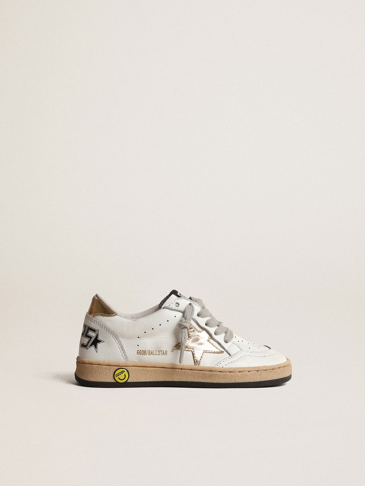 Ball Star Young with gold metallic leather star and heel tab - Golden Goose Kids