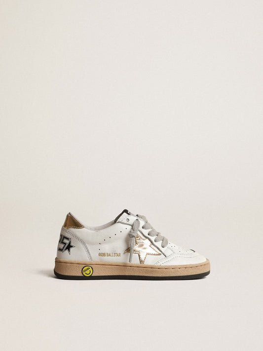 Ball Star Young with gold metallic leather star and heel tab - Golden Goose Kids