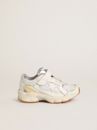 Young Lightstar in white leather and mesh with white leather star - Golden Goose Kids