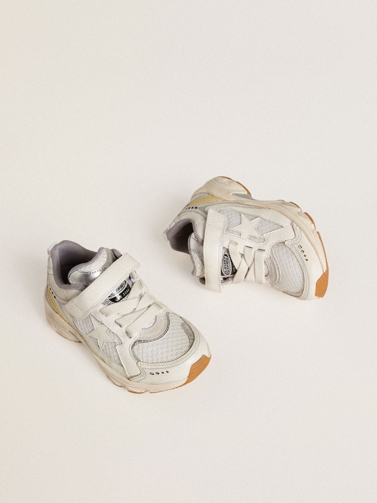 Young Lightstar in white leather and mesh with white leather star - Golden Goose Kids