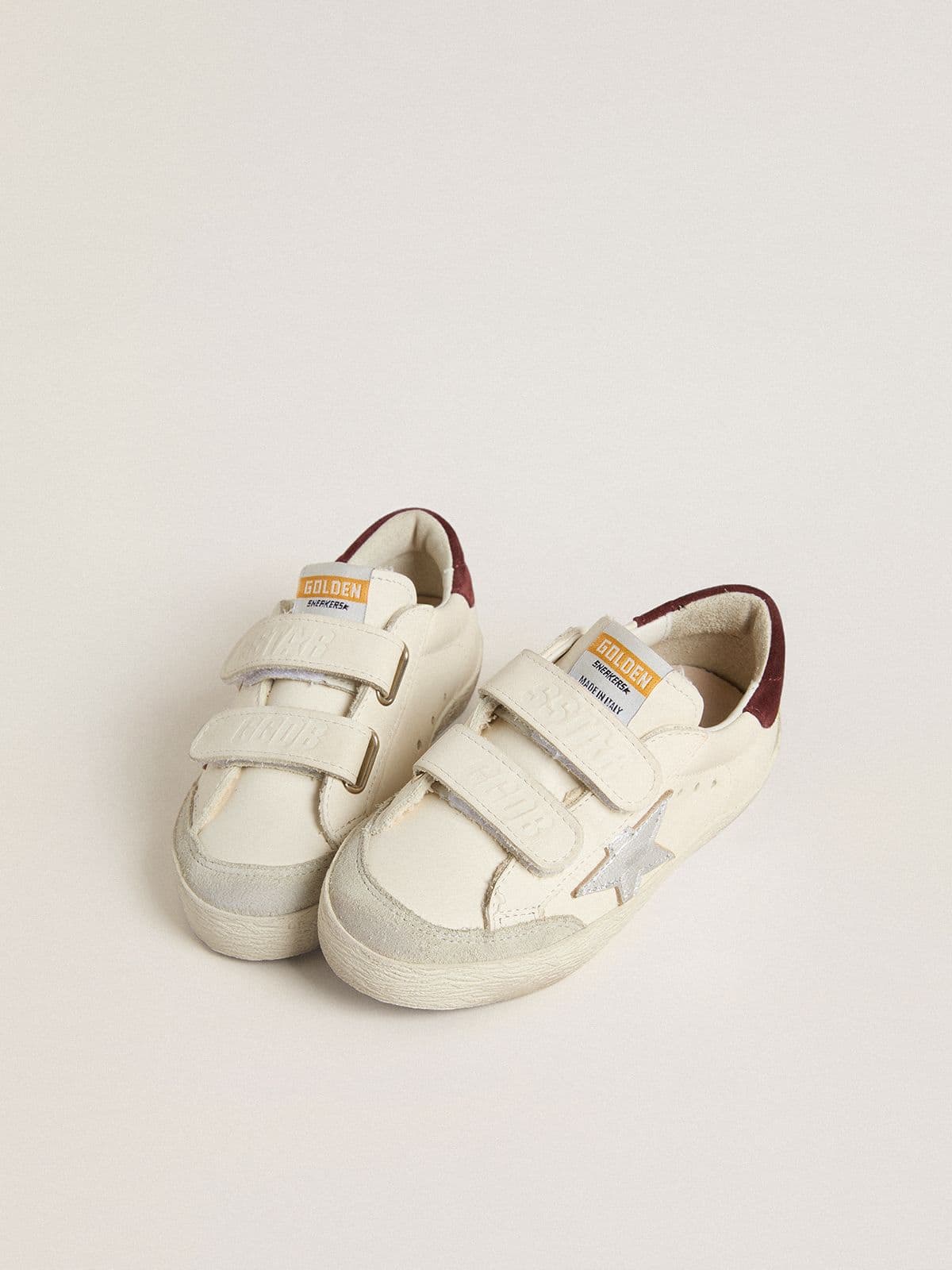 Teen Old School with silver metallic leather star and purple suede heel tab - Golden Goose Kids