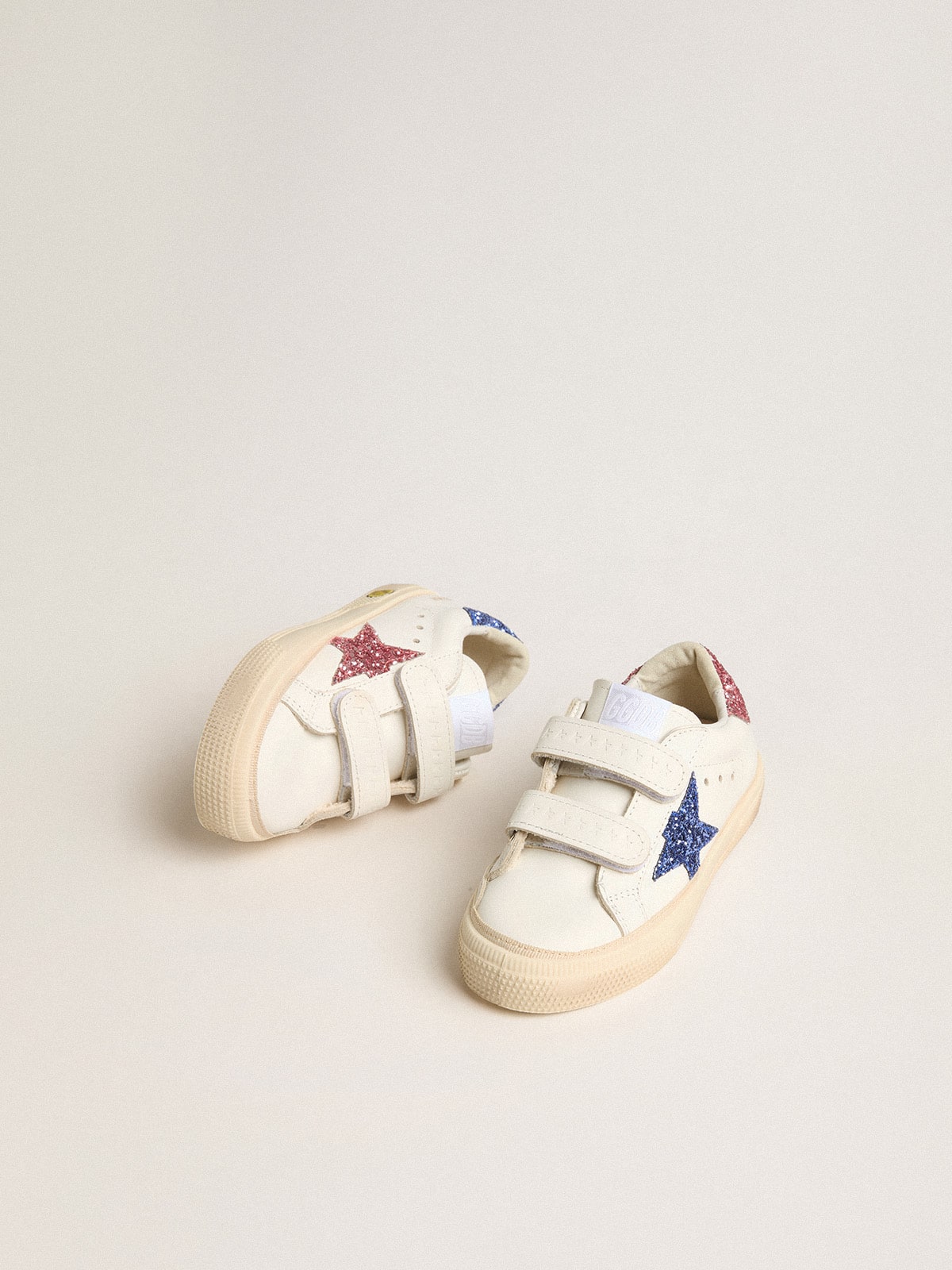 Young May School in leather with glitter star and heel tab - Golden Goose Kids