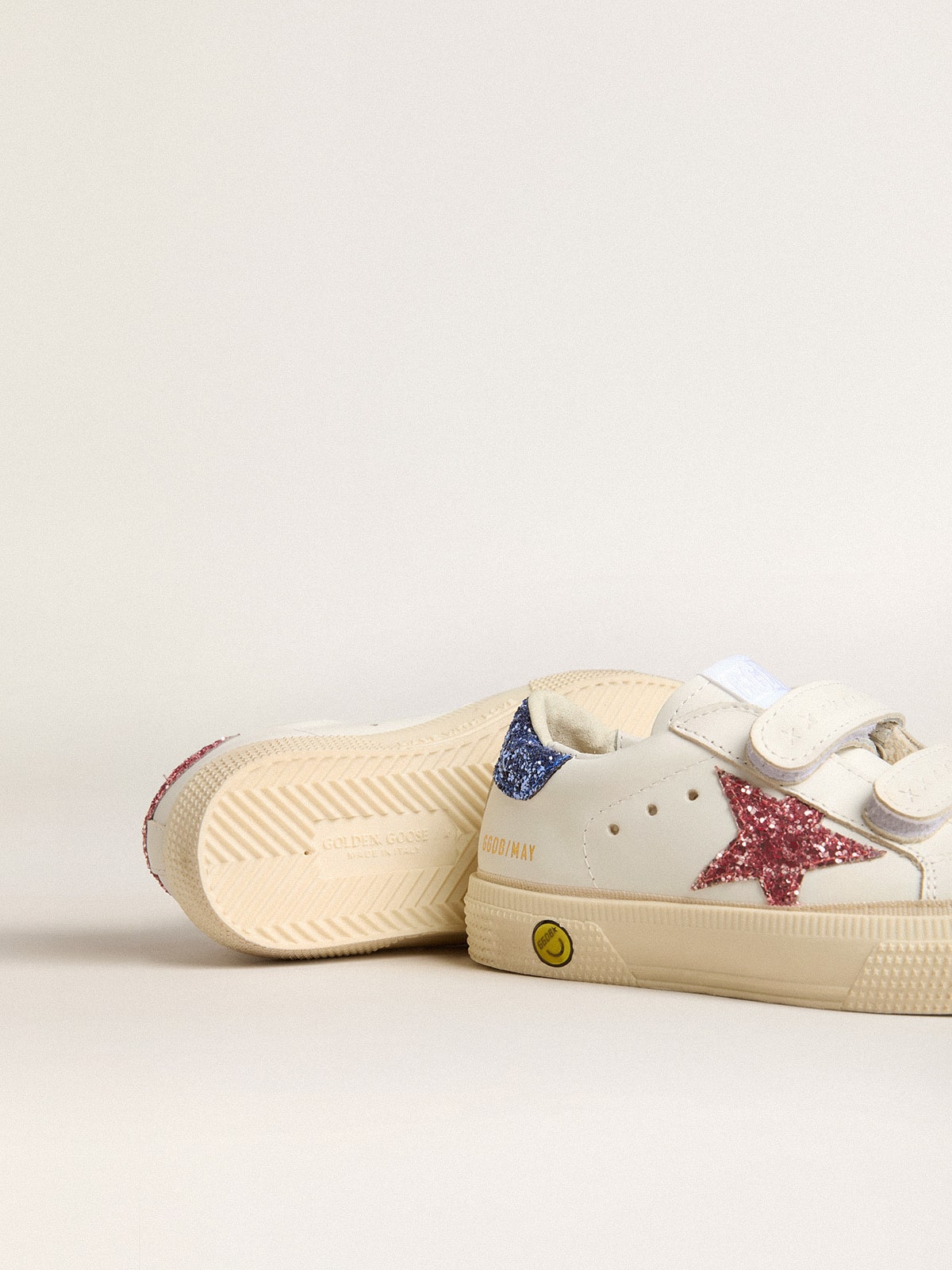 Young May School in leather with glitter star and heel tab - Golden Goose Kids