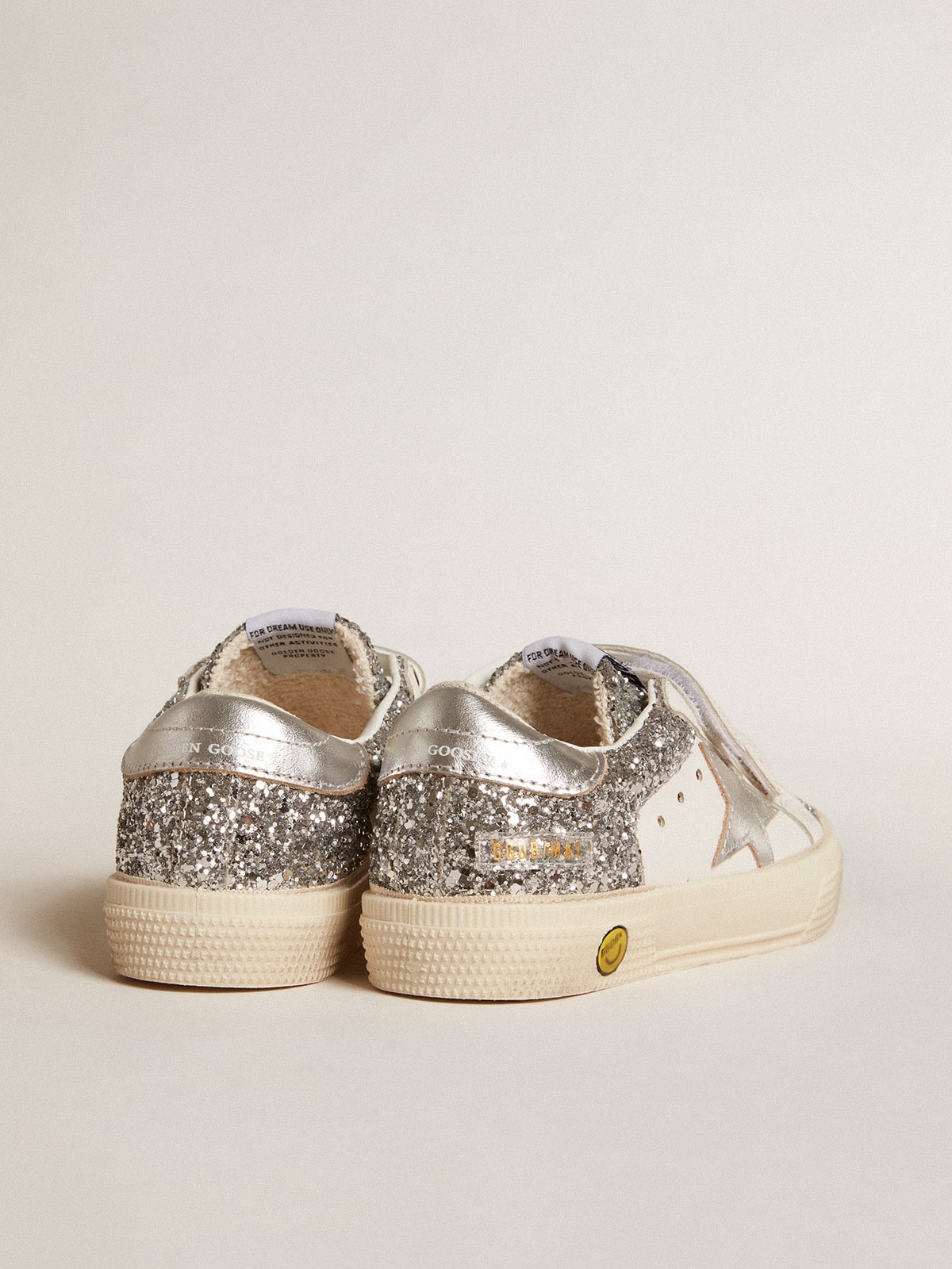 Bio-based May Teen in glitter with silver star and heel tab - Golden Goose Kids