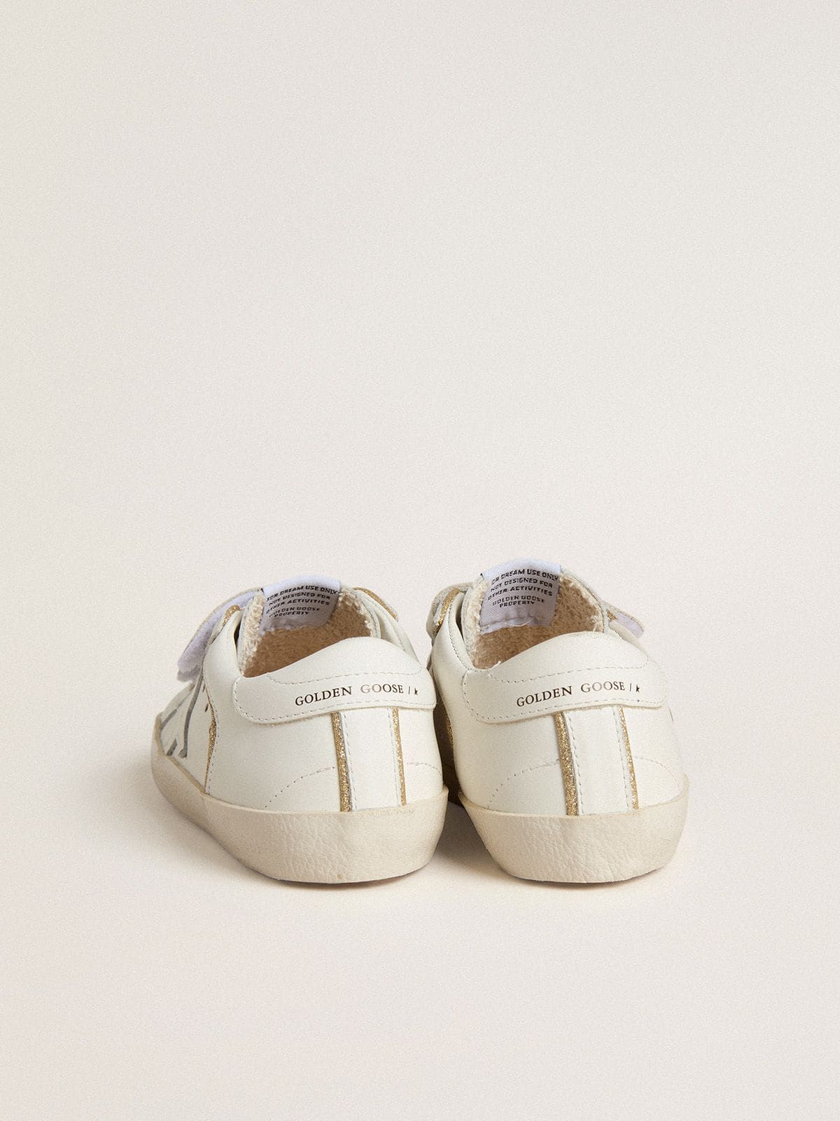 Young Old School in white leather with gold details - Golden Goose Kids