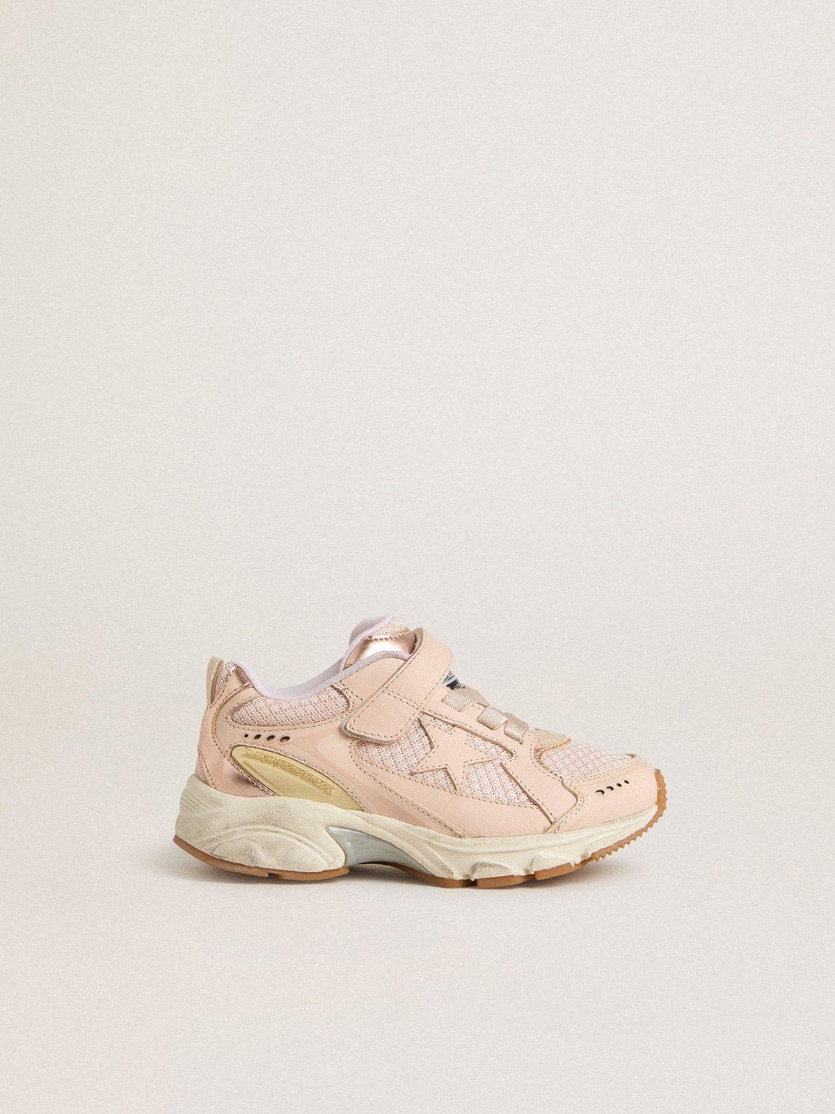 Young Lightstar in pink leather and mesh with pink leather star - Golden Goose Kids