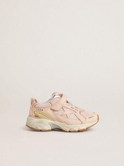Young Lightstar in pink leather and mesh with pink leather star - Golden Goose Kids
