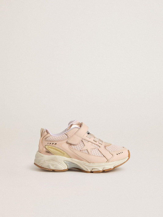 Young Lightstar in pink leather and mesh with pink leather star - Golden Goose Kids
