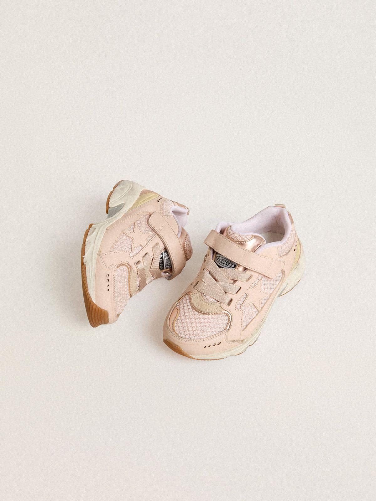 Young Lightstar in pink leather and mesh with pink leather star - Golden Goose Kids