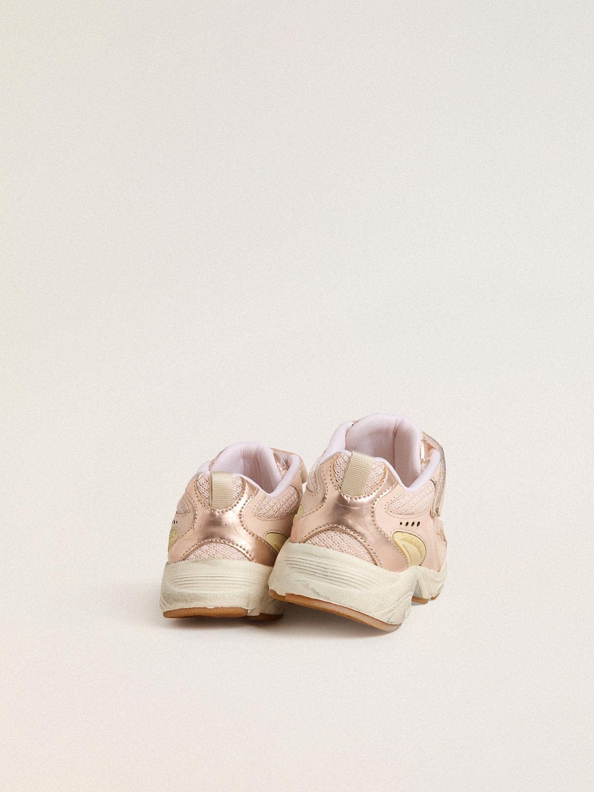 Young Lightstar in pink leather and mesh with pink leather star - Golden Goose Kids