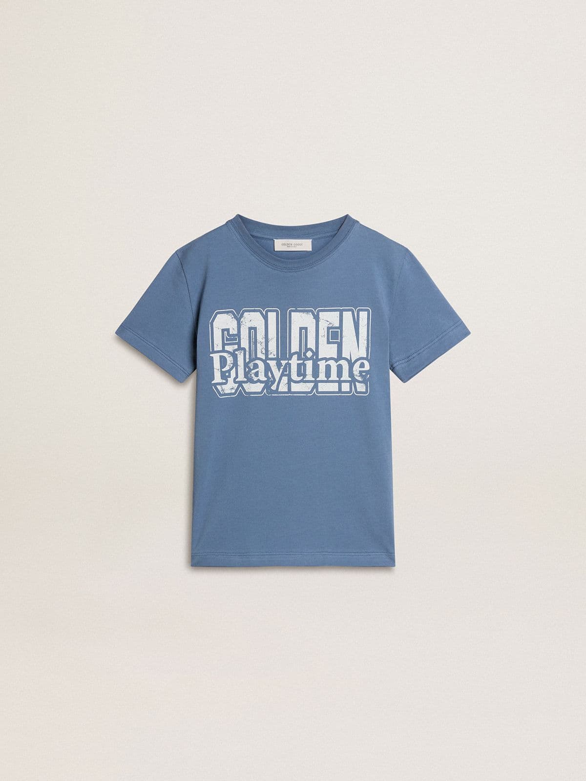 Boys' blue T-shirt with white print - Golden Goose Kids