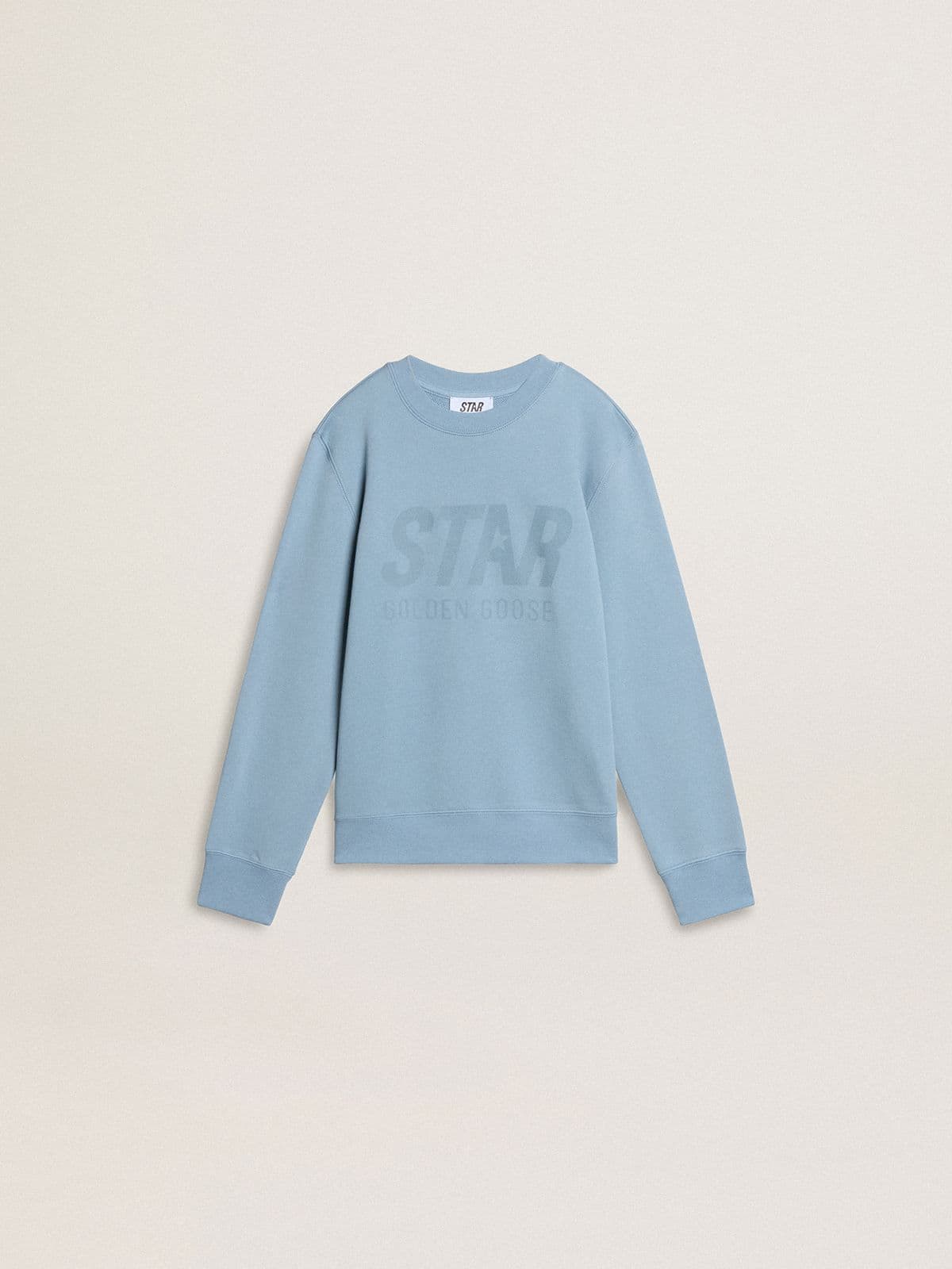 Boys' light blue sweatshirt with lettering on the front - Golden Goose Kids