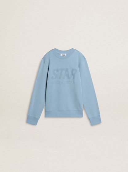Boys' light blue sweatshirt with lettering on the front - Golden Goose Kids