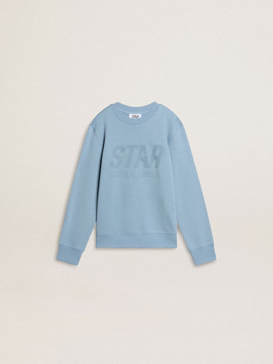 Boys' light blue sweatshirt with lettering on the front - Golden Goose Kids