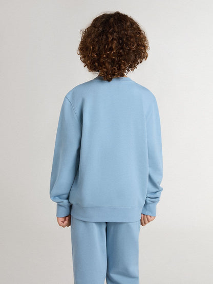Boys' light blue sweatshirt with lettering on the front - Golden Goose Kids