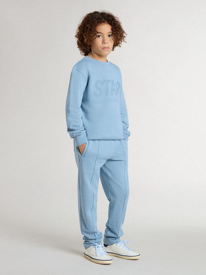 Boys' light blue sweatshirt with lettering on the front - Golden Goose Kids