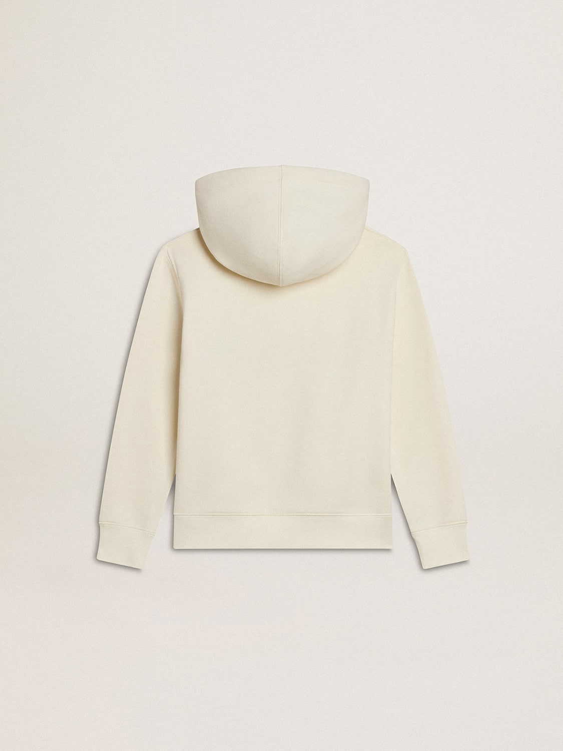 Hooded sweatshirt in worn white with Golden embroidery on the front - Golden Goose Kids