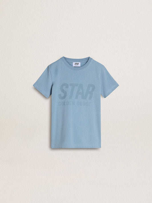 Boys' light blue T-shirt with print - Golden Goose Kids