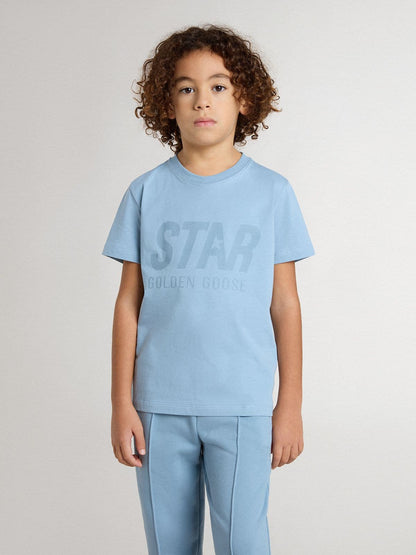 Boys' light blue T-shirt with print - Golden Goose Kids