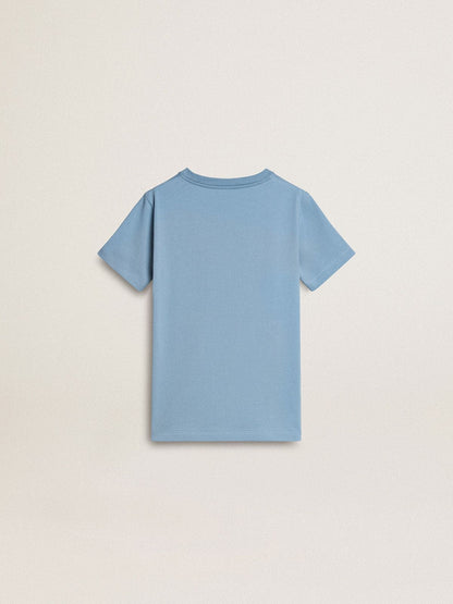 Boys' light blue T-shirt with print - Golden Goose Kids
