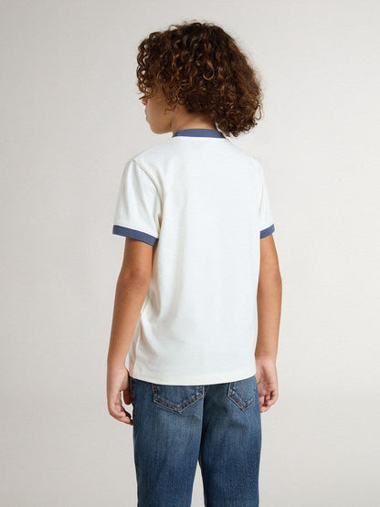 Boys' white T-shirt with blue print - Golden Goose Kids