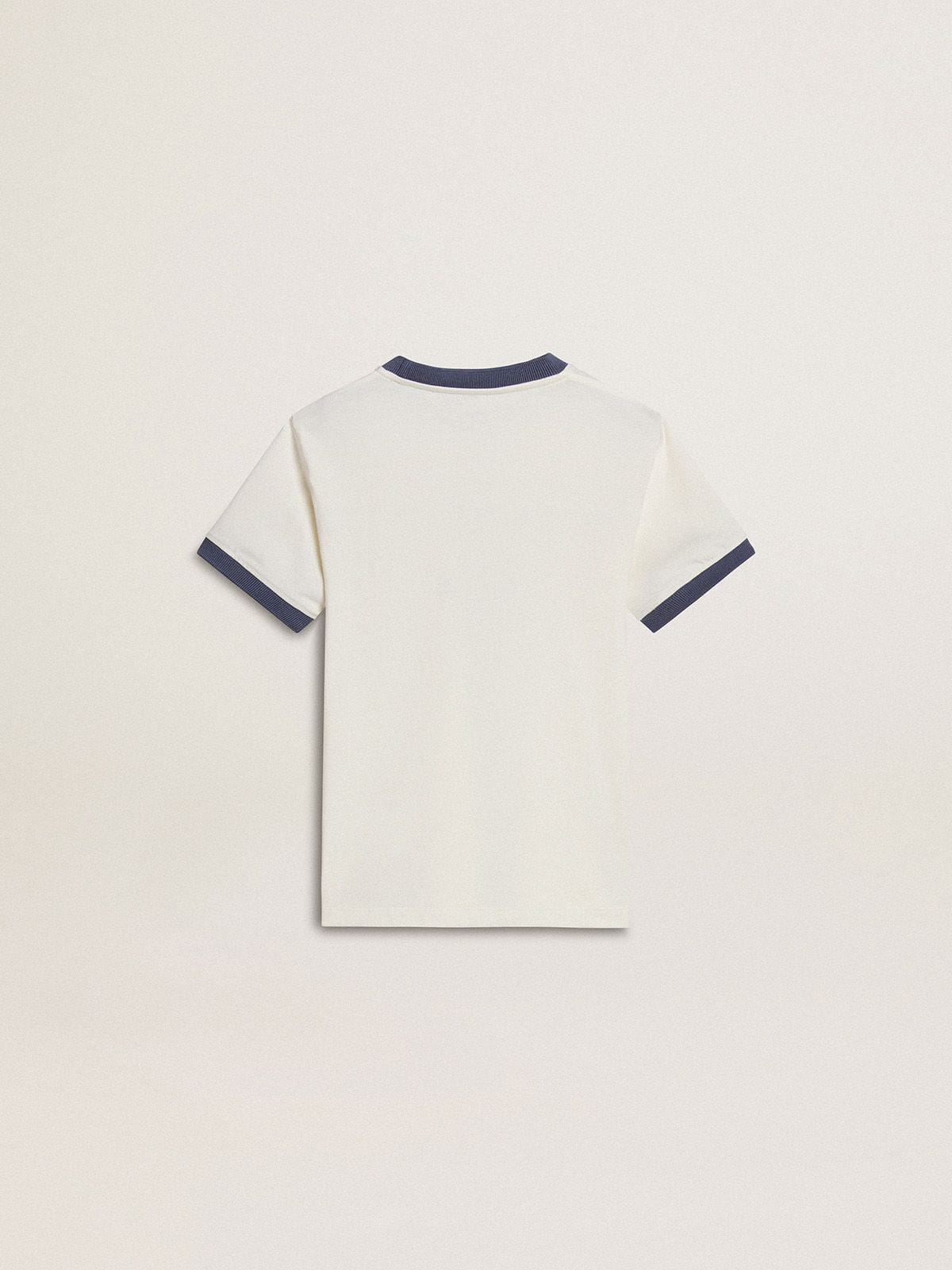 Boys' white T-shirt with blue print - Golden Goose Kids