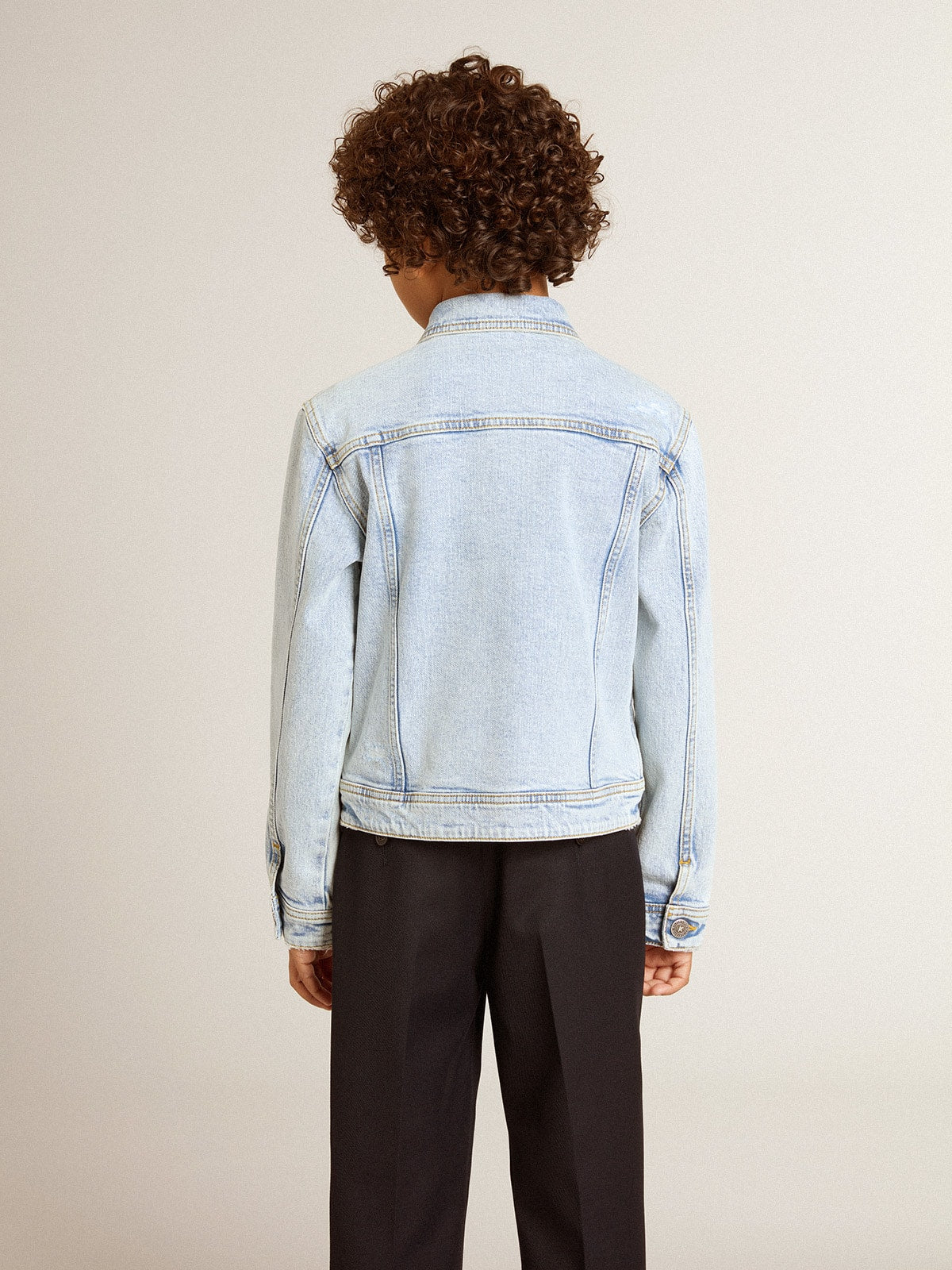 Light denim jacket with embroidery - Golden Goose Kids