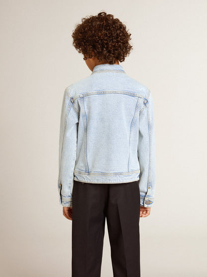 Light denim jacket with embroidery - Golden Goose Kids
