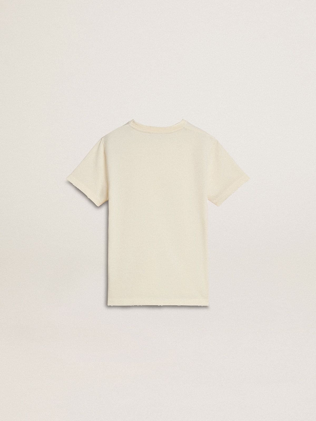 Boys' cream-colored T-shirt with raised logo - Golden Goose Kids