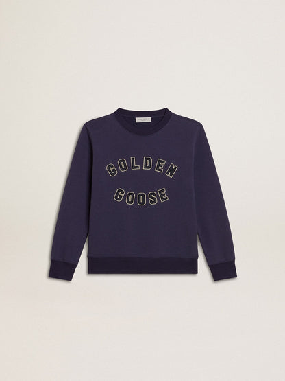 Blue-violet sweatshirt with Golden Goose lettering on the front - Golden Goose Kids
