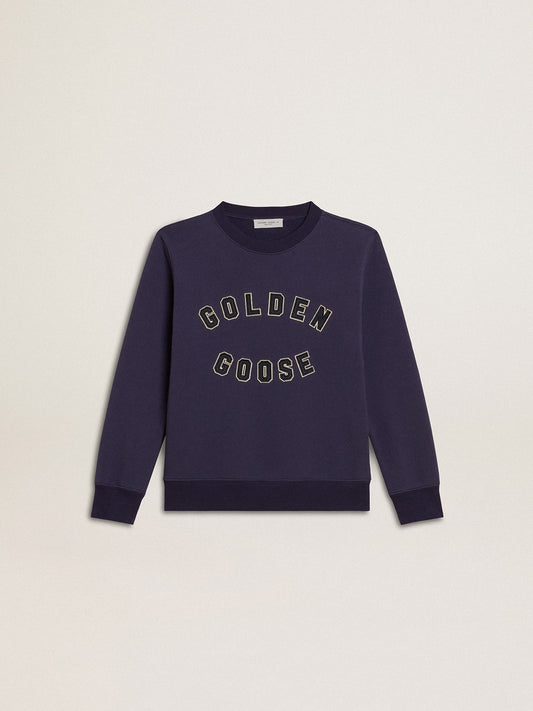 Blue-violet sweatshirt with Golden Goose lettering on the front - Golden Goose Kids