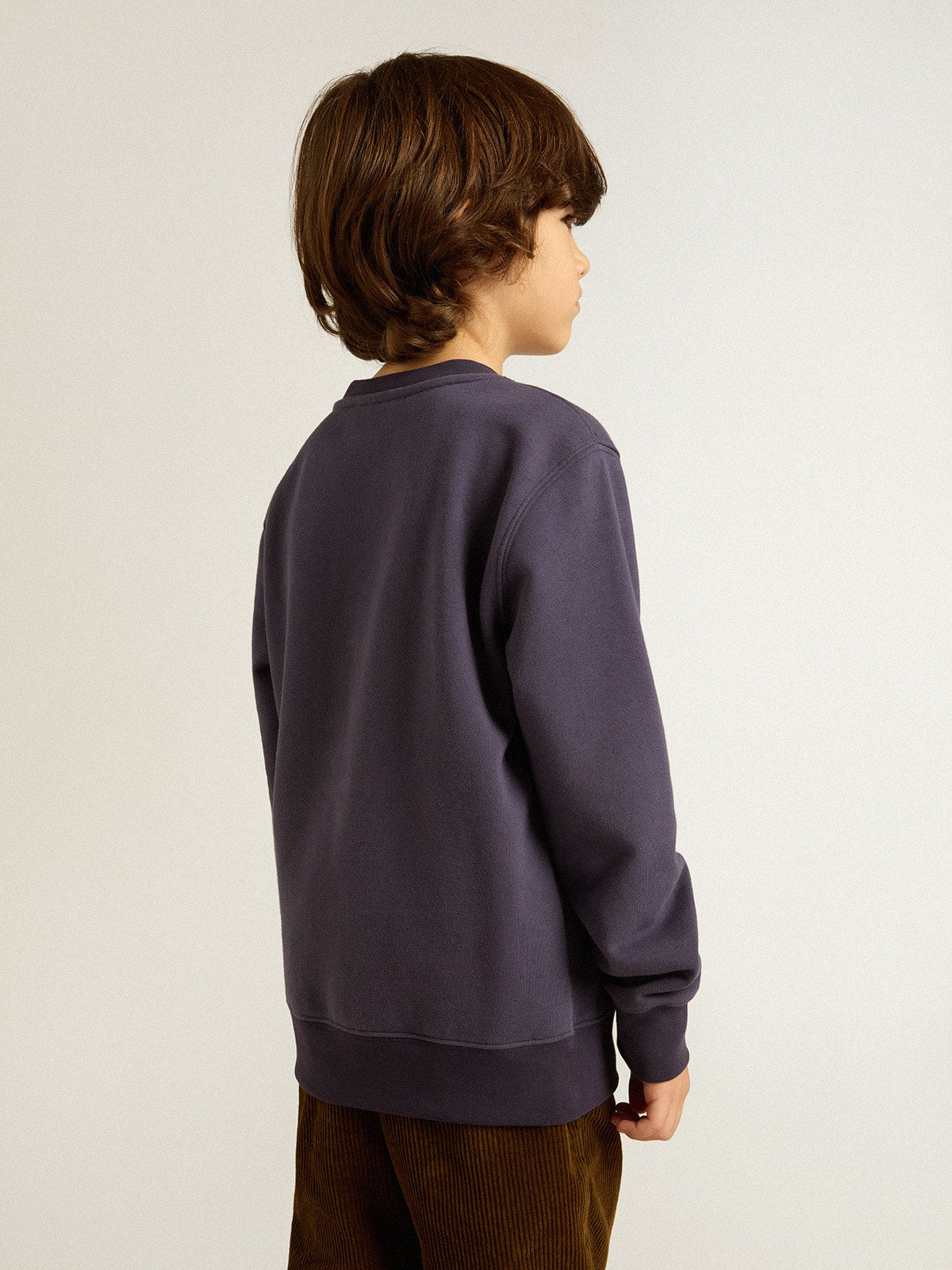 Blue-violet sweatshirt with Golden Goose lettering on the front - Golden Goose Kids