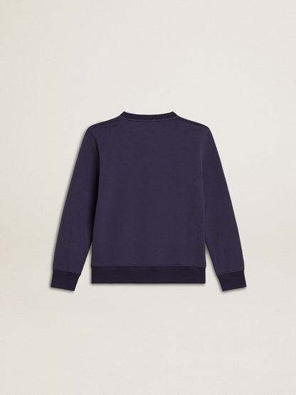 Blue-violet sweatshirt with Golden Goose lettering on the front - Golden Goose Kids