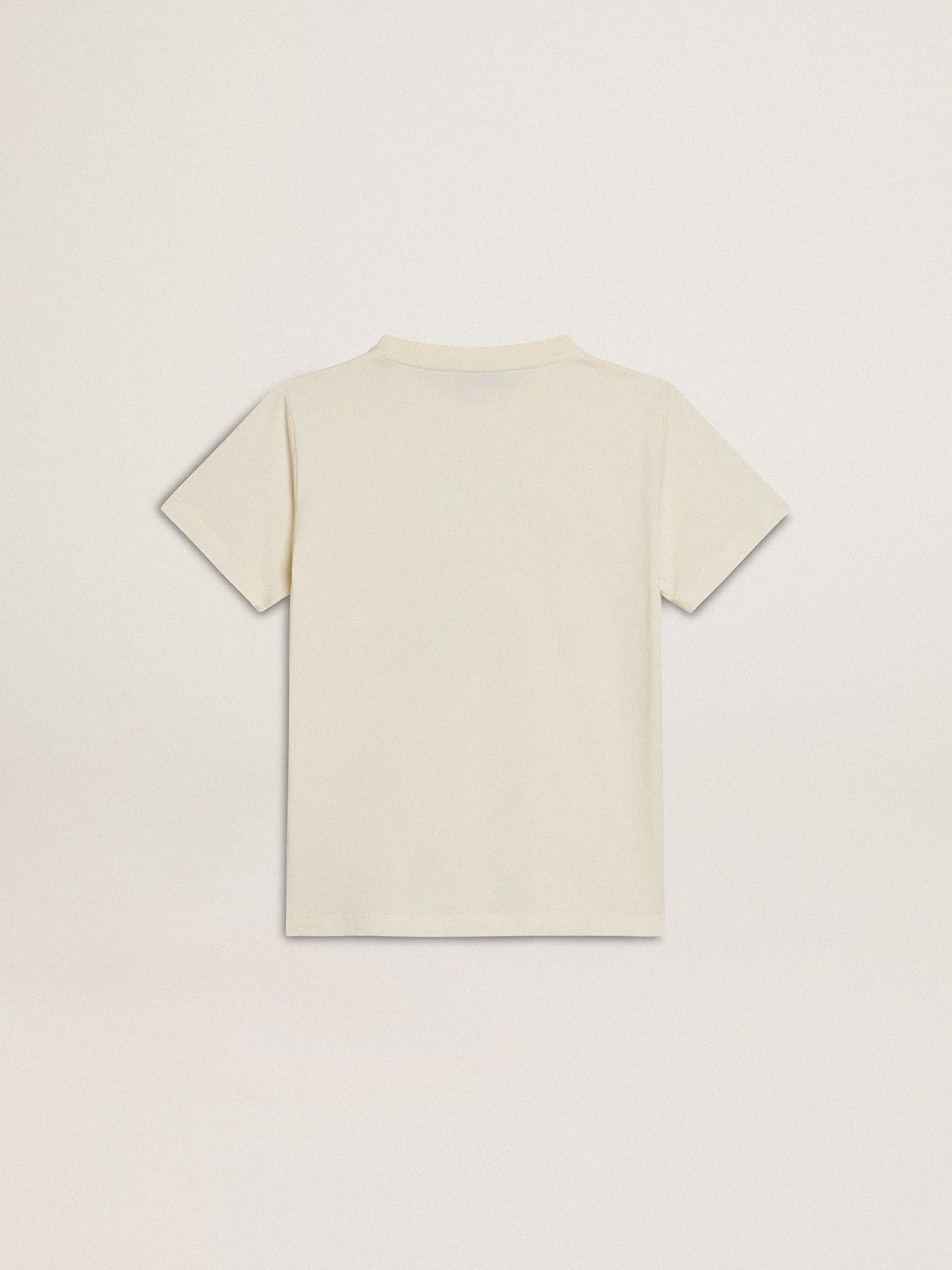 Boys’ T-shirt in worn white with multicolor lettering - Golden Goose Kids