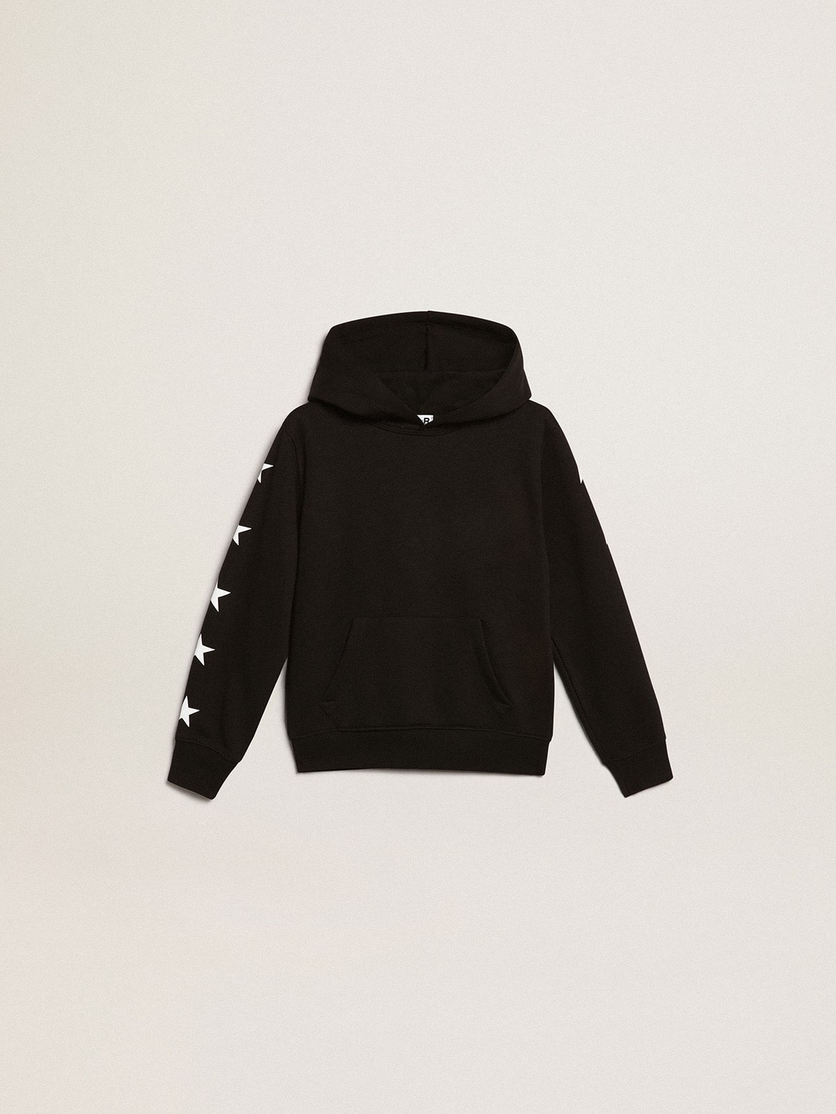 Boys’ hooded sweatshirt in black with contrasting white stars - Golden Goose Kids