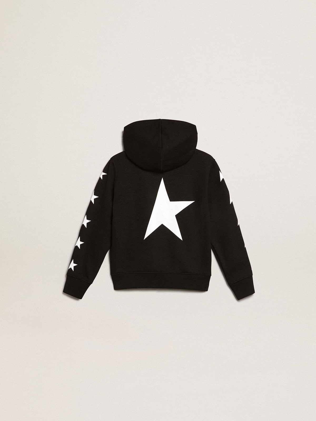 Boys’ hooded sweatshirt in black with contrasting white stars - Golden Goose Kids