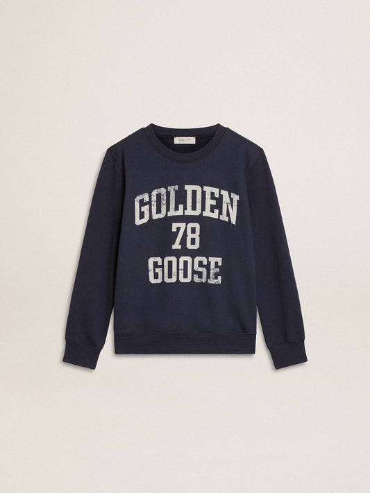 Boys' dark blue sweatshirt with white print - Golden Goose Kids