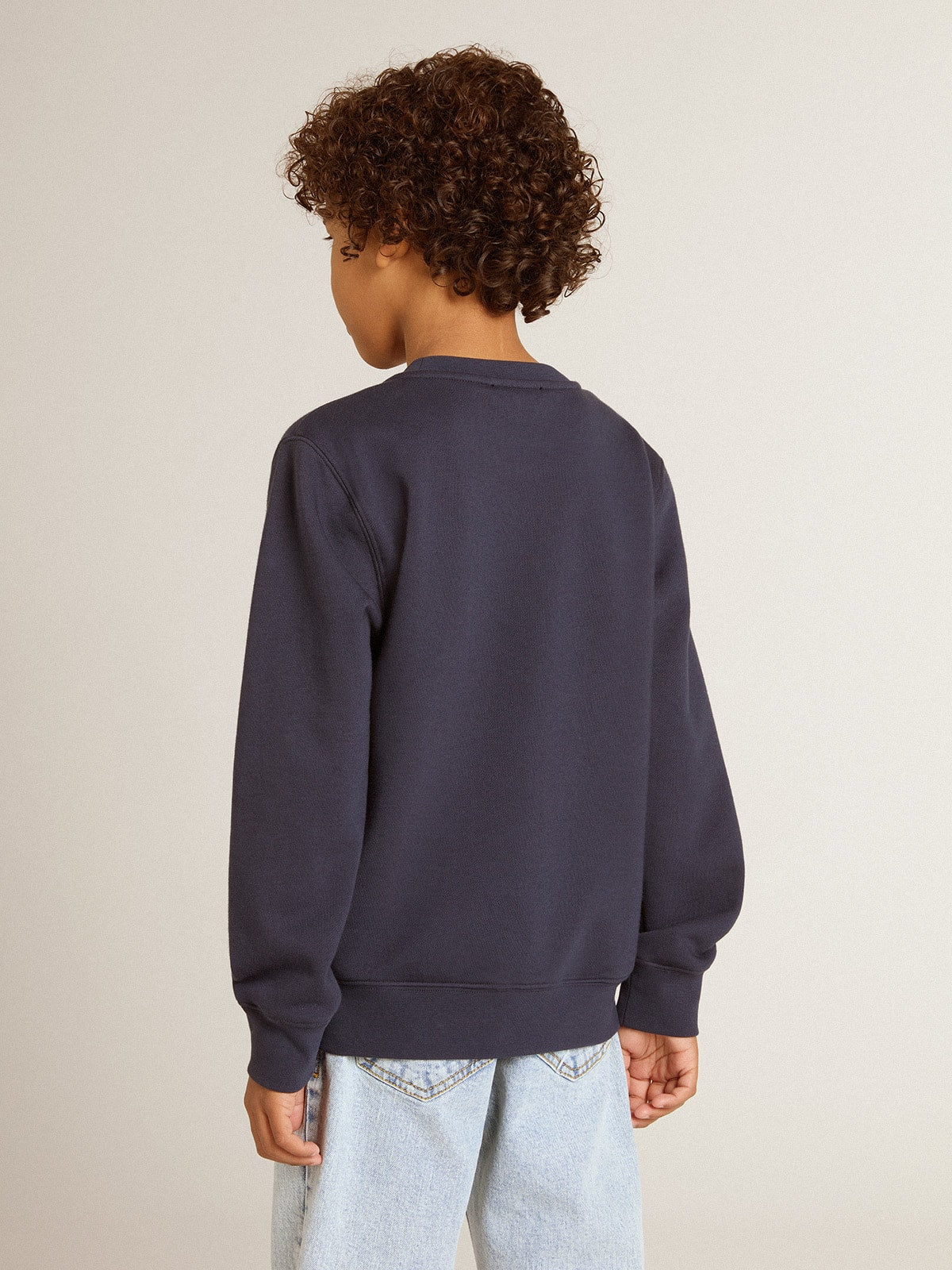 Boys' dark blue sweatshirt with white print - Golden Goose Kids