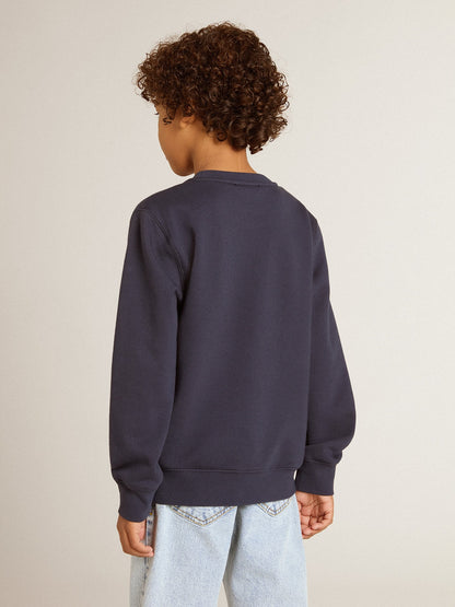 Boys' dark blue sweatshirt with white print - Golden Goose Kids