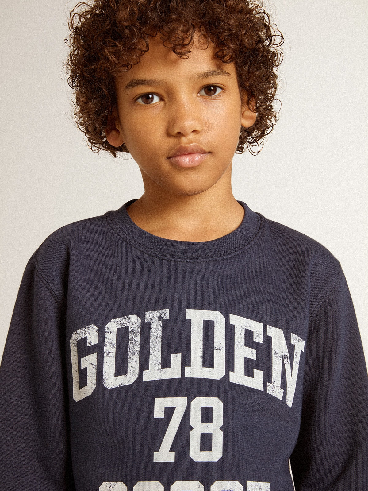 Boys' dark blue sweatshirt with white print - Golden Goose Kids