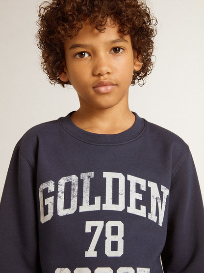 Boys' dark blue sweatshirt with white print - Golden Goose Kids