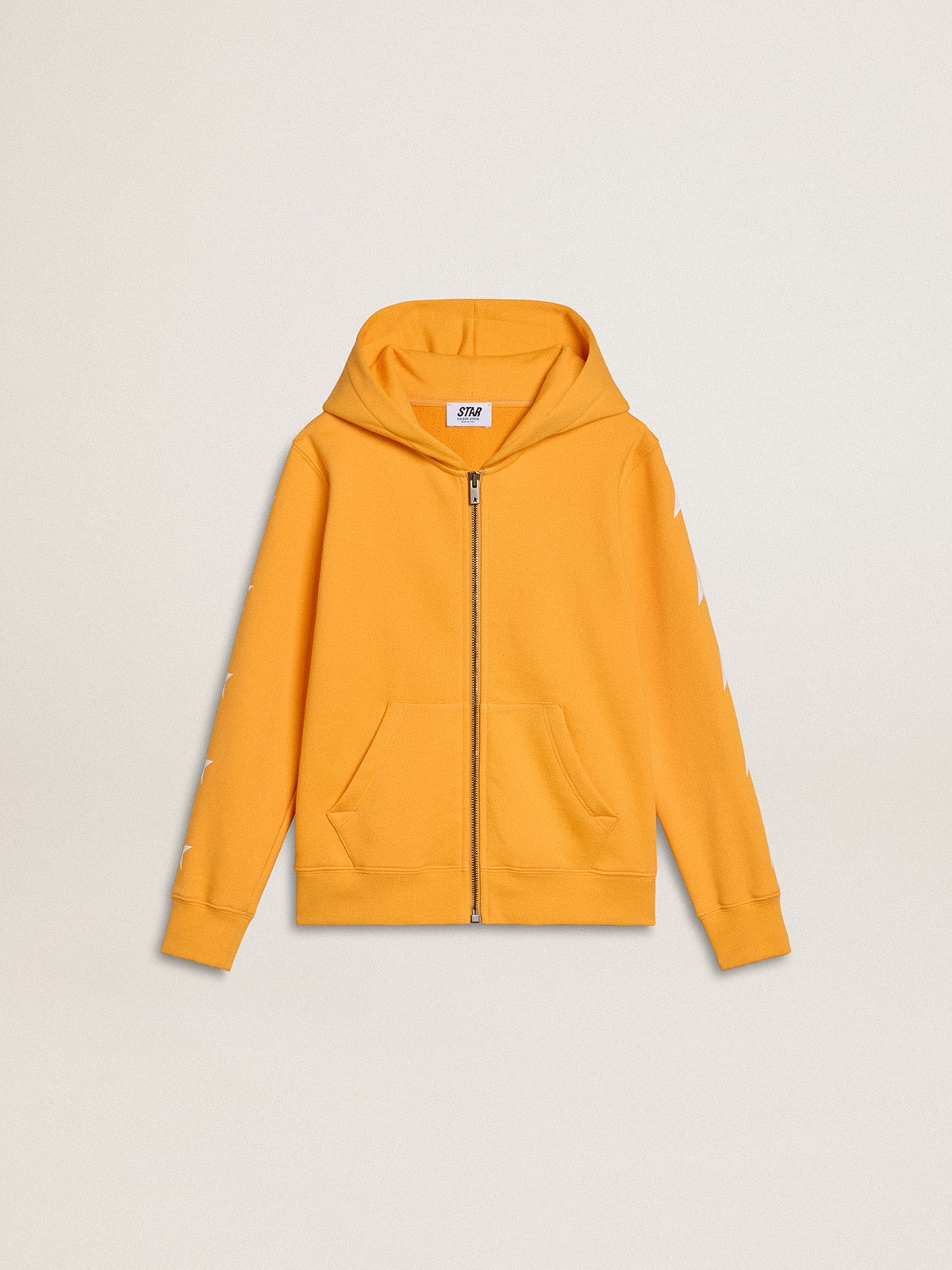 Boys’ orange sweatshirt with zip fastening - Golden Goose Kids